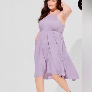 Torrid Mini Challis Halter Neck Hi-Low Dress - BLACK